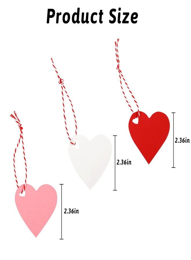 FOIMAS 150pcs Heart Shaped Gift Tags,Heart Paper Kraft Gift Hang Tags with String for Valentine's Day Mother's Day Wedding Party Decoration,Red Pink White - Image 3