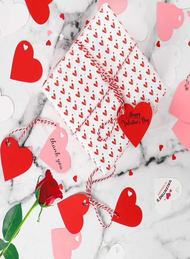 FOIMAS 150pcs Heart Shaped Gift Tags,Heart Paper Kraft Gift Hang Tags with String for Valentine's Day Mother's Day Wedding Party Decoration,Red Pink White - Image 4