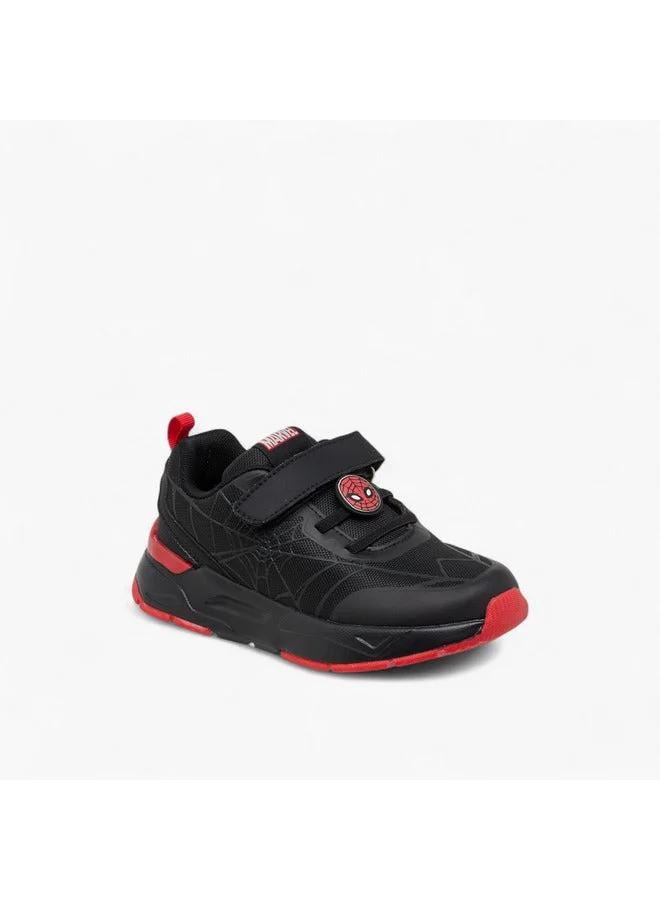 MARVEL Boys Spider-Man Applique Sneakers with Hook and Loop Closure