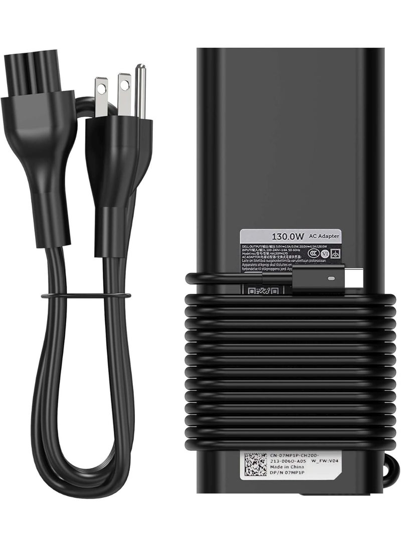Terabyte Replacement Dell 130W Laptop Charger USB C Slim AC Power Adapter for Dell Xps 17,Precision 5550 5530 2in1,XPS 15 2in1 9575，DA130PM170 HA130PM170 0K00F5 K00F5 0M0H25 M0H25 - Image 1
