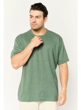Swiss Alps Men Round Neck Short Sleeve Textured T-Shirt, Green  - Image 1