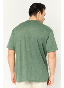 Swiss Alps Men Round Neck Short Sleeve Textured T-Shirt, Green  - Image 4