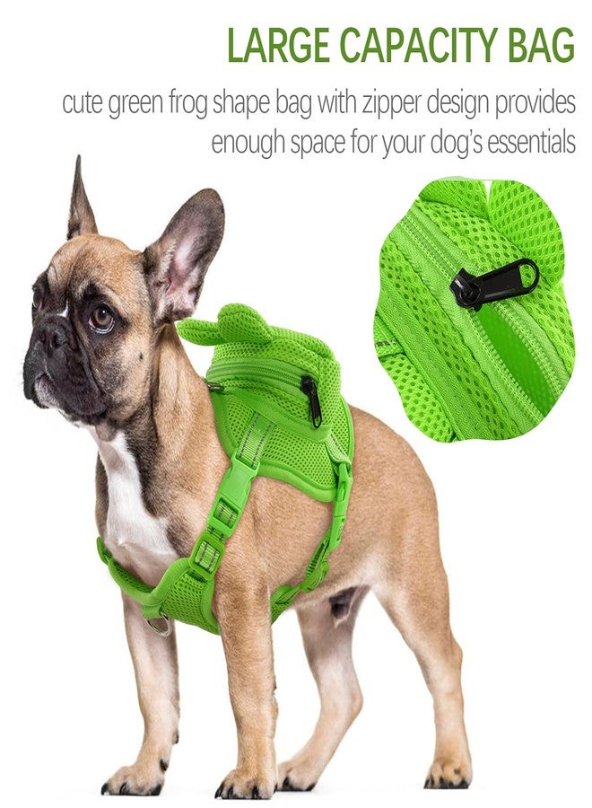 IDOMIK Dog Backpack Harness, No-Pull Dog Backpack with D-Ring for Small Medium Dogs, Cute Self Carrier Backpack for Dogs to Wear, Adjustable Dog Harness Backpack for Traveling Camping Hiking, Frog, XS - Image 2