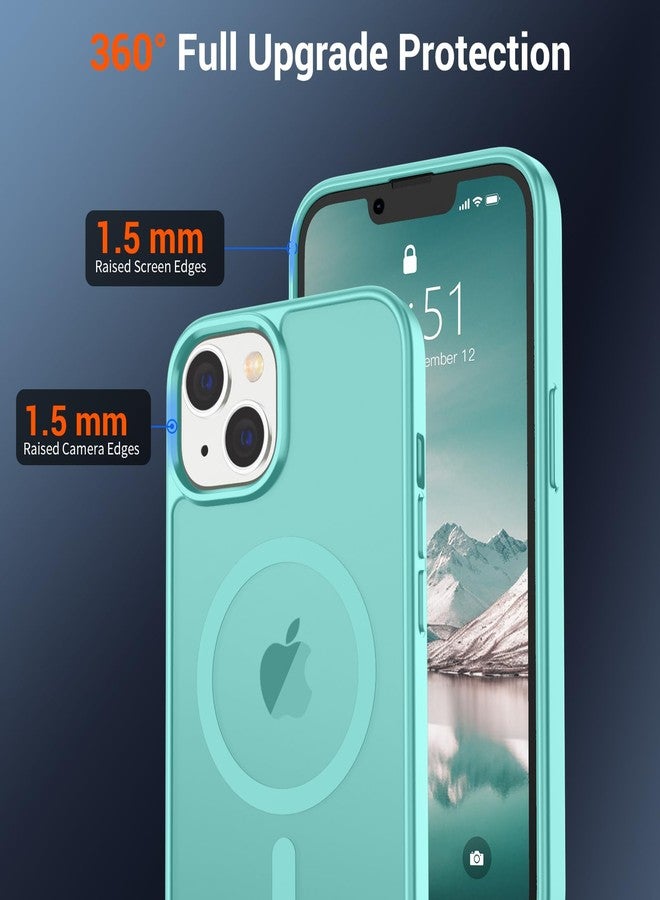 استلق جراب SUPFINE المغناطيسي لهاتف iPhone 14 و iPhone 13 (متوافق مع MagSafe) (حماية فائقة ضد السقوط بمعايير عسكرية) غطاء هاتف رفيع وشفاف غير لامع مقاوم للصدمات، أزرق مخضر - Image 4