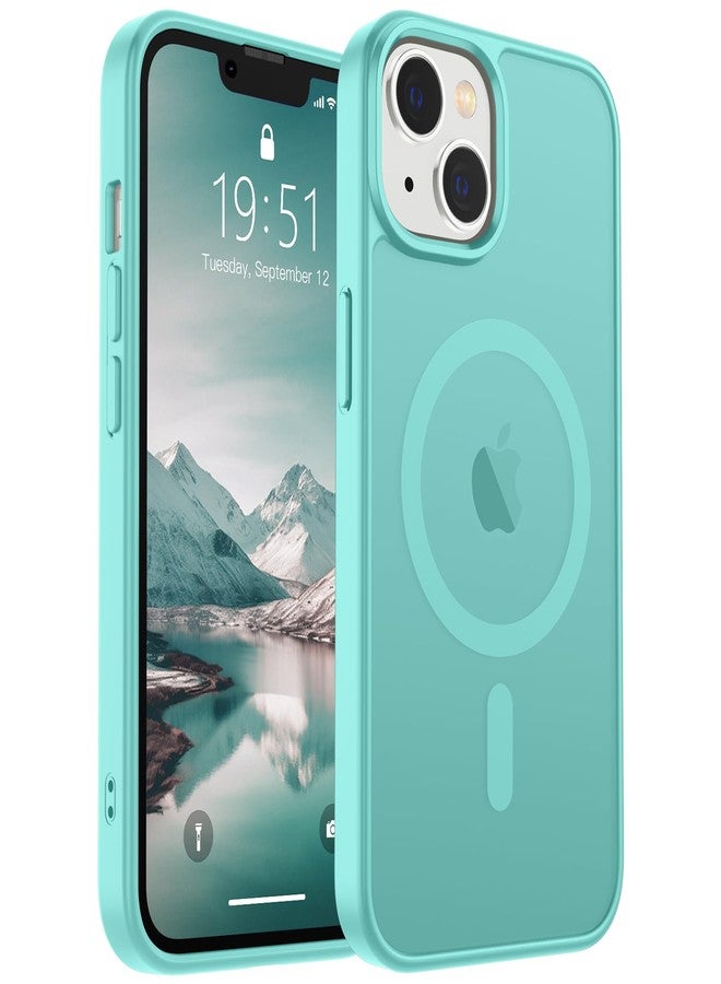 استلق جراب SUPFINE المغناطيسي لهاتف iPhone 14 و iPhone 13 (متوافق مع MagSafe) (حماية فائقة ضد السقوط بمعايير عسكرية) غطاء هاتف رفيع وشفاف غير لامع مقاوم للصدمات، أزرق مخضر - Image 1