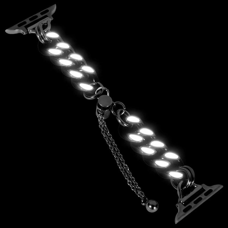Metal Night Light Chain Watch Band For Apple Watch Series 9&8&7 41mm / SE 3&SE 2&6&SE&5&4 40mm / 3&2&1 38mm (Black)