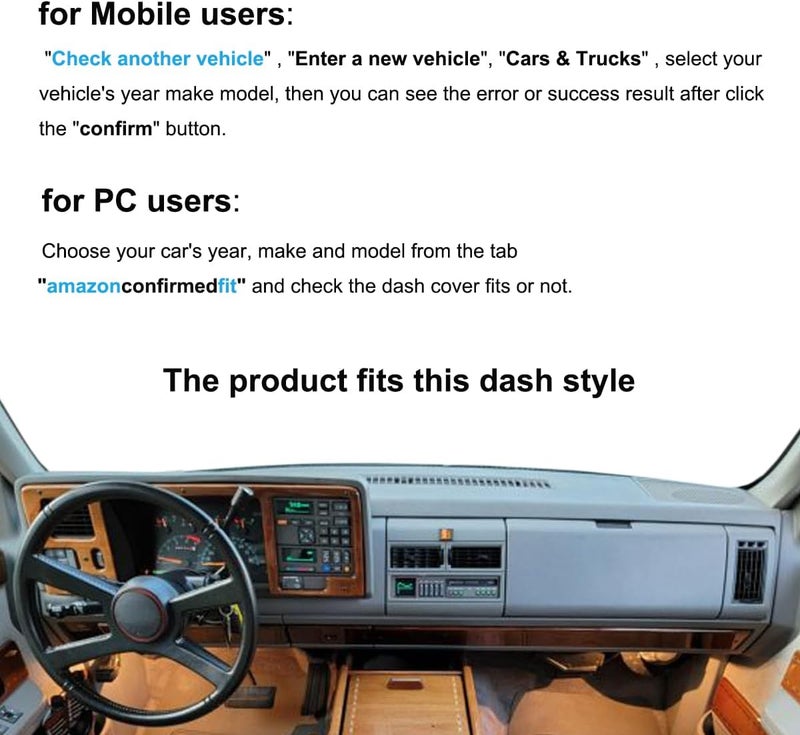 AKMOTOR Custom Fit Dash Cover for Chevy/GMC C1500 C2500 C3500 K1500 K2500 K3500 (1988-1994) - Gray - Image 2