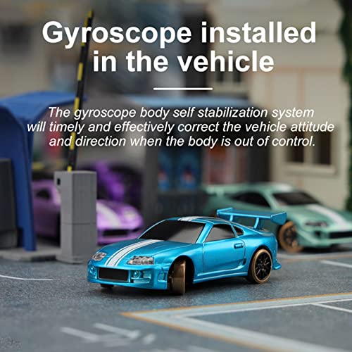 FLYCOLOR Turbo Racing C63 1:76 Scale Drift RC Car with Gyro Mini Full Proportional RTR 2.4GHZ Remote Control with 2 Replaceable Body Shell(Lake Blue) - Image 3