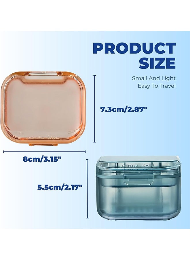 HY Retainer Case Denture Bath Case,Retainer Cleaner Case with Lid,Denture Cup for Partial Dentures,Mouth Guard&Braces,Denture Soaking Container Case for Travel (Brown)  - Image 3