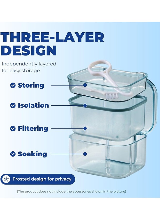 HY Retainer Case Denture Bath Case,Retainer Cleaner Case with Lid,Denture Cup for Partial Dentures,Mouth Guard&Braces,Denture Soaking Container Case for Travel (Brown)  - Image 5
