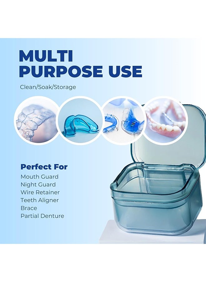 HY Retainer Case Denture Bath Case,Retainer Cleaner Case with Lid,Denture Cup for Partial Dentures,Mouth Guard&Braces,Denture Soaking Container Case for Travel (Brown)  - Image 4