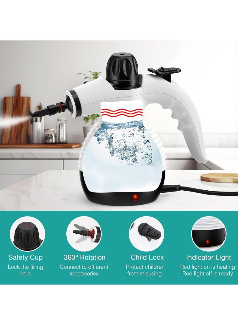 Denx Portable Handheld Steam Cleaner 1200w Multifunctional High Temperature With 9 Pieces Accessories Suitable For Kitchen Sofa Bathroom Window - Image 2