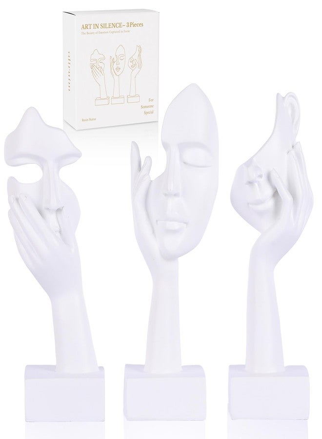 oliruim 3 Pcs Thinker Small Statue Set - White Art Abstract Home Accent Figurines for Decor Woman Apartment Bookshelf Floating Shelf Coffee Table Office Desk Bathroom Counter Decor (3 Pcs White, 6") - Image 1