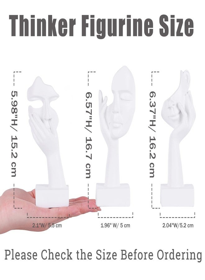 oliruim 3 Pcs Thinker Small Statue Set - White Art Abstract Home Accent Figurines for Decor Woman Apartment Bookshelf Floating Shelf Coffee Table Office Desk Bathroom Counter Decor (3 Pcs White, 6") - Image 3