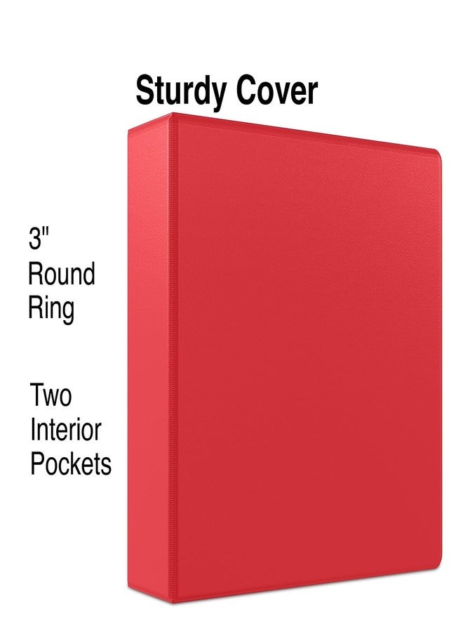 SIMPLY Staples Simply Economy 3-Inch Round Ring Non-View Binder, Holds Up to 460 Sheets, Red, Lightweight Binder for Office & School - Image 2