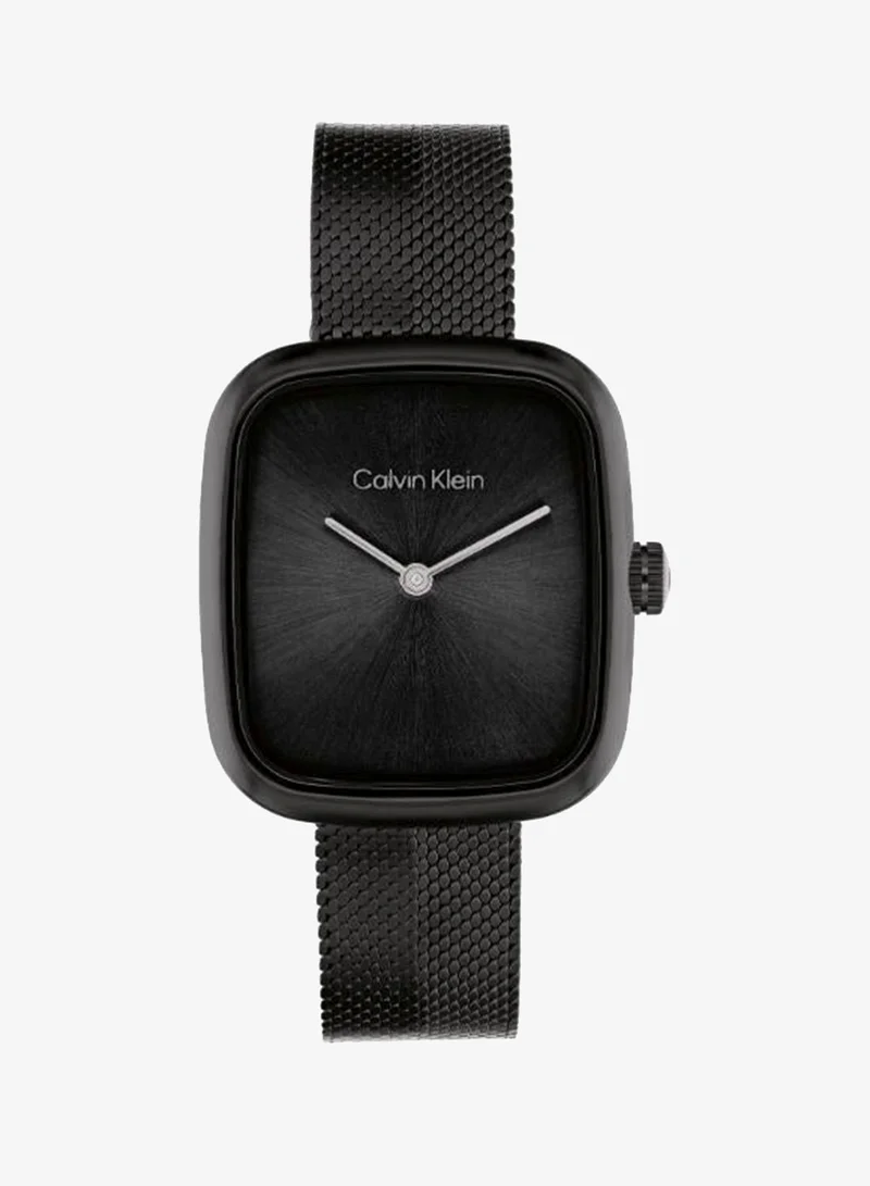 2-Hand CK Adore Collection Quartz Movement Watch For Women With Black Stainless Steel Mesh Bracelet - 25100100
