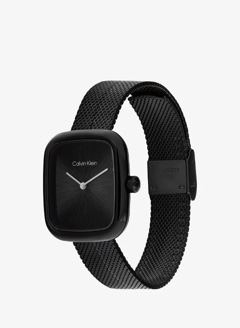 Calvin Klein 2-Hand CK Adore Collection Quartz Movement Watch For Women With Black Stainless Steel Mesh Bracelet - 25100100