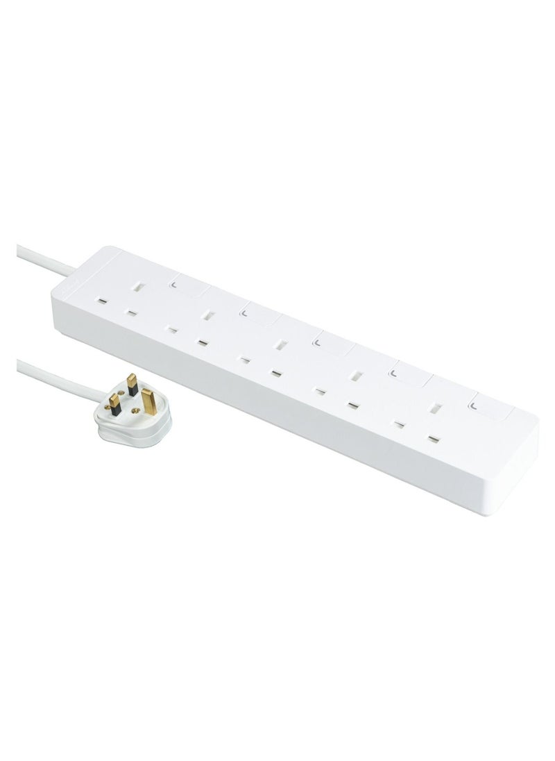 Schneider Electric - Schneider Electric Extension Cord 3m with 5 Trailing Sockets with individual switch, Power extension cord, White -TSH35_3_WE - Image 1