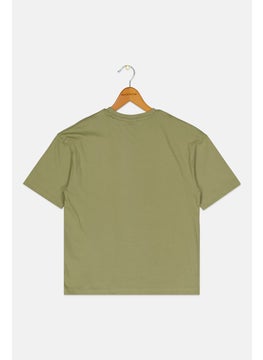 Peanuts Kids Boy Crew Neck Short Sleeves Graphic Print T-Shirt, Olive  - Image 2