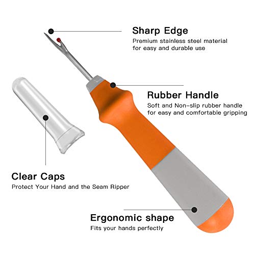 Lhedon Seam Ripper 3 PCS, Seam Rippers for Sewing, Ergonomic Grip, Colorful Large Thread Stitch Remover Tool Handy Stitch Rippers for Sewing Crafting Removing Hems and Seams - Image 2