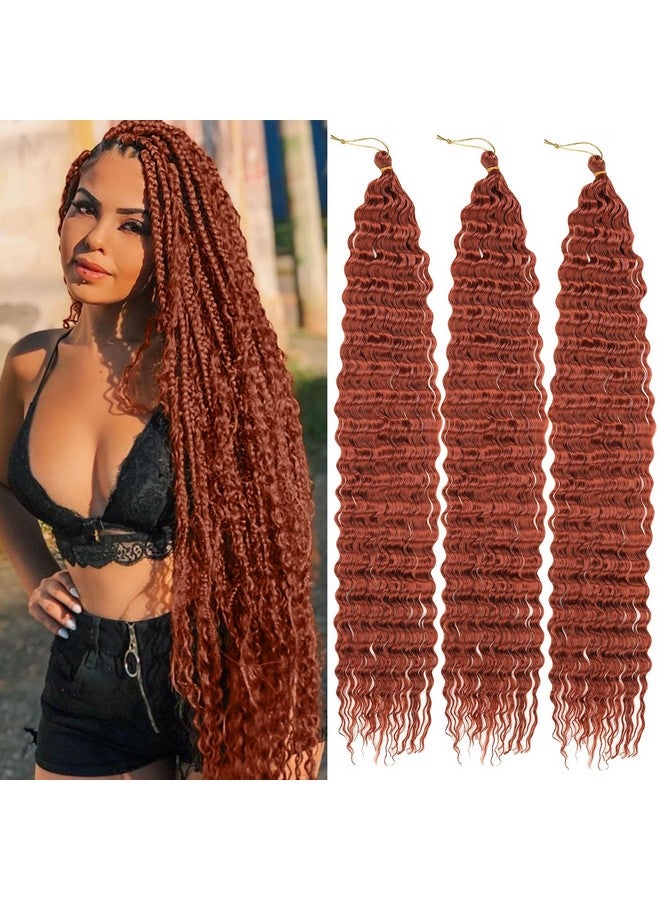 زيد ار كيو الزنجبيل موجة عميقة تجديل الشعر 30 بوصة 3 حزم المحيط موجة الشعر الكروشيه 350 لون مجعد متموج طويل عميق تويست تجديل الشعر للشعر النحاس الأحمر الاصطناعية للنساء 350 - Image 1