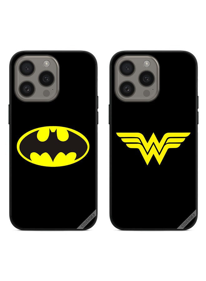 Covernex Two Cases For Apple iPhone 15 Pro Max Protective Covers Batman Wonder Woman Couple Case Back Covers  - Image 1