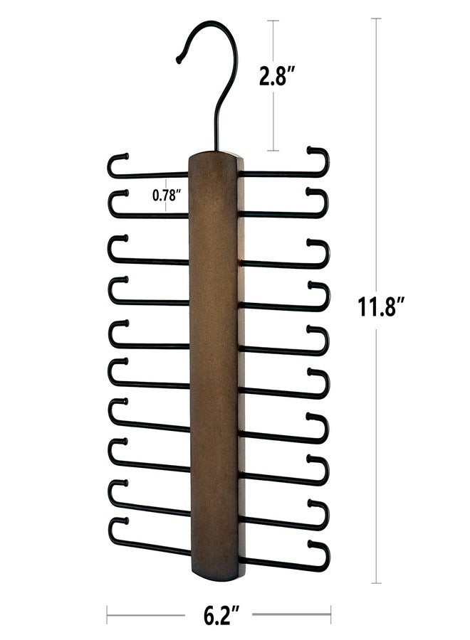 Mkono Wooden Tie Rack Retro Tie Belt Storage Hanger Organizer for Men Closet Space Saving Rack with 20 Non-Slip Hooks for Ties Belt Scarf Organize 360 Rotate Hanger Tie Display Holder, 1 Piece, Brown - Image 4