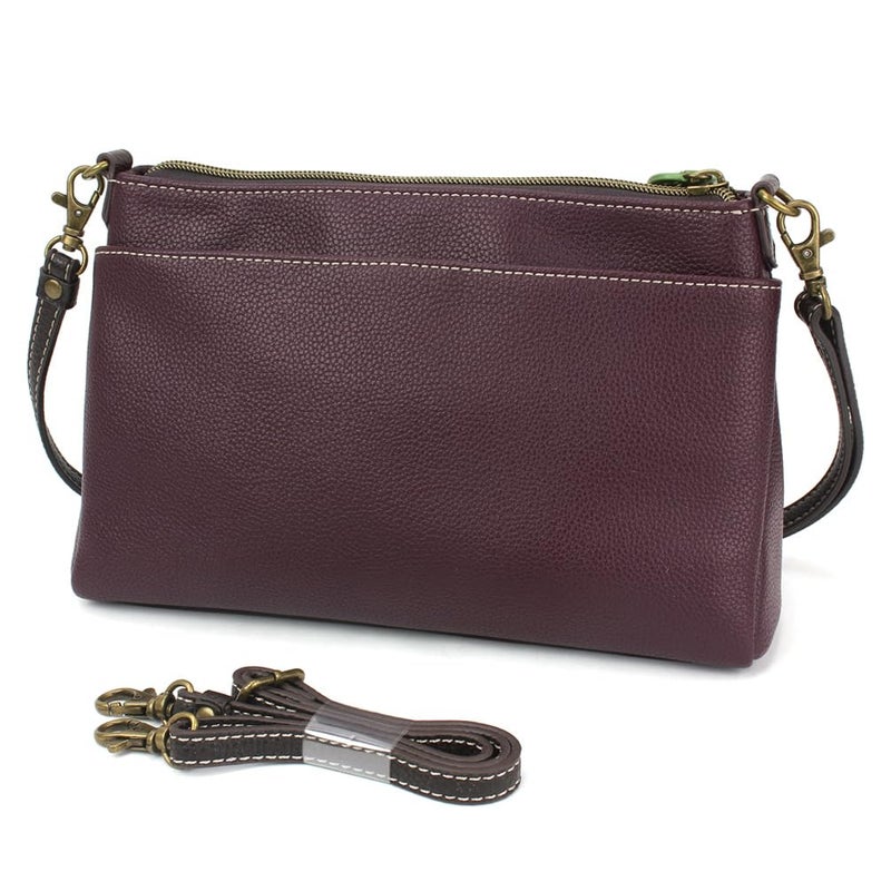 CHALA RFID Protected Vegan Leather Deluxe Crossbody Bag with Adjustable Straps - Sunflower - plum - Image 2