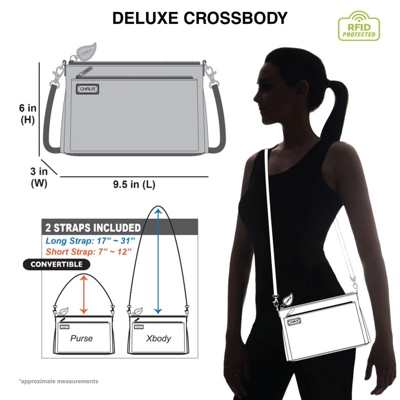 CHALA RFID Protected Vegan Leather Deluxe Crossbody Bag with Adjustable Straps - Sunflower - plum - Image 5