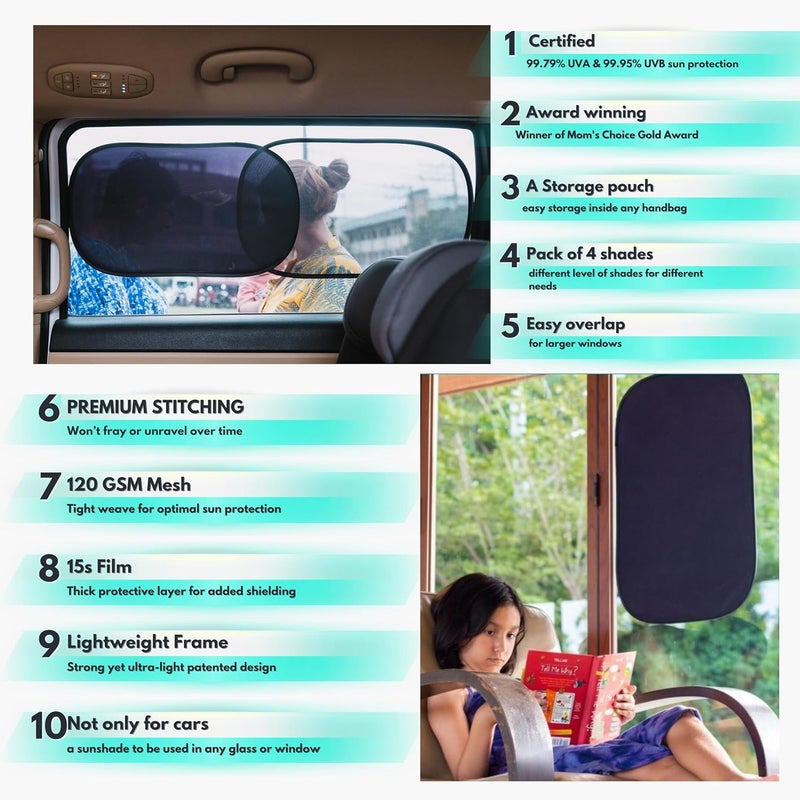 Kinder Fluff Car Side Window Sun Shade (4 Pack) - Image 3
