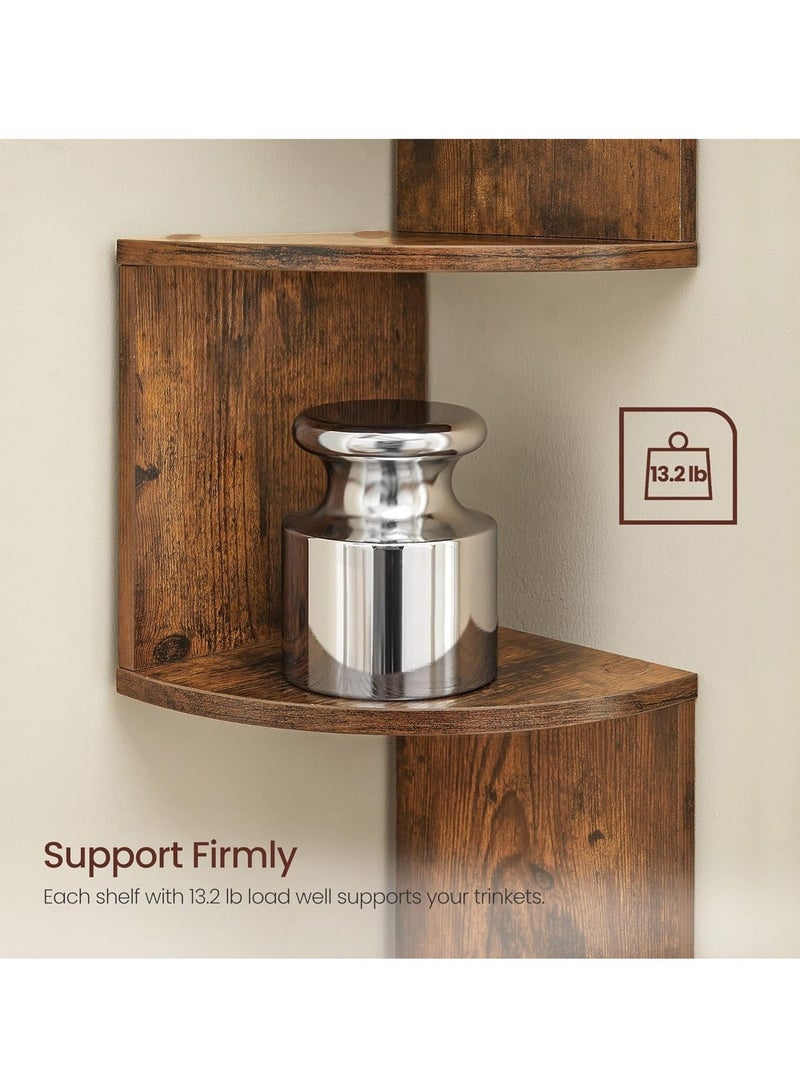 والالا أرفف خشبية عائمة مثبتة على الحائط مكونة من 6 طبقات، أرفف بوهو، رف تخزين معلق على الزاوية، رف عرض منزلي، رف نباتات، رف تخزين منزلي للمنزل والمكتب - Image 2