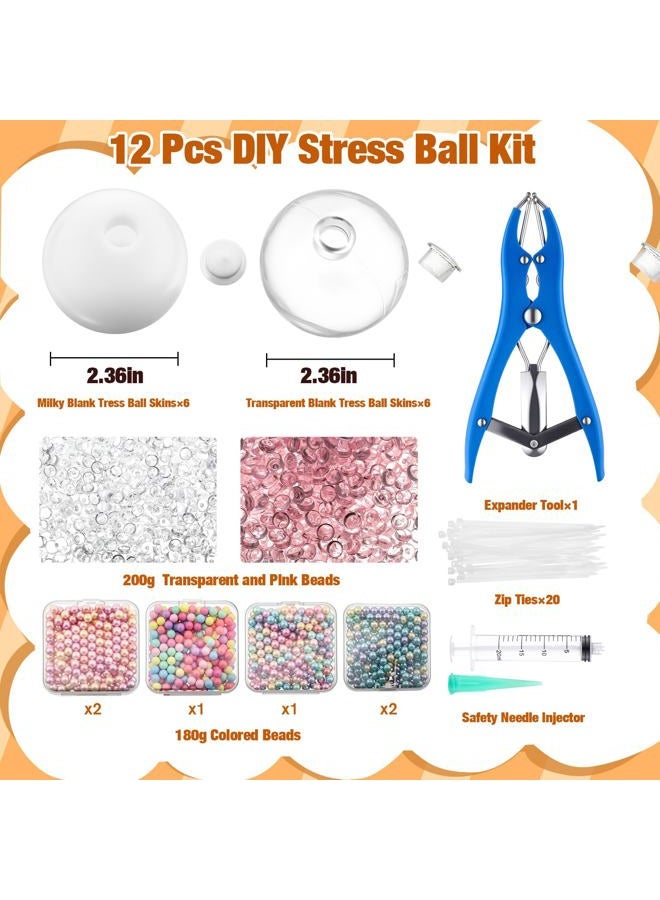 Simgoing 12 Sets Diy Stress Ball Making Kit Milky Blank With Skins Empty Squeeze Balls Fill Beads Expander Tool Vacuum Evacuating Device For Make Pressure Balls(Multicolored,A) - Image 2