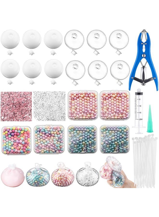 Simgoing 12 Sets Diy Stress Ball Making Kit Milky Blank With Skins Empty Squeeze Balls Fill Beads Expander Tool Vacuum Evacuating Device For Make Pressure Balls(Multicolored,A) - Image 1