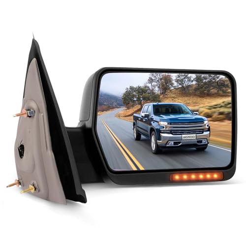 SCITOO مرآة سحب SCITOO تناسب فورد خارجية 2007-2014 لفورد F-150 شاحنة مع إشارة انعطاف برتقالية وضوء بركة مع تحكم كهربائي مدفأ وقابل للطي يدويًا (الجانب الأيمن) - Image 1
