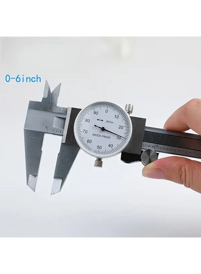 High Precision Carbon Steel Vernier Caliper With Dial Indicator 0 6 Inch Range 1pc - Image 2