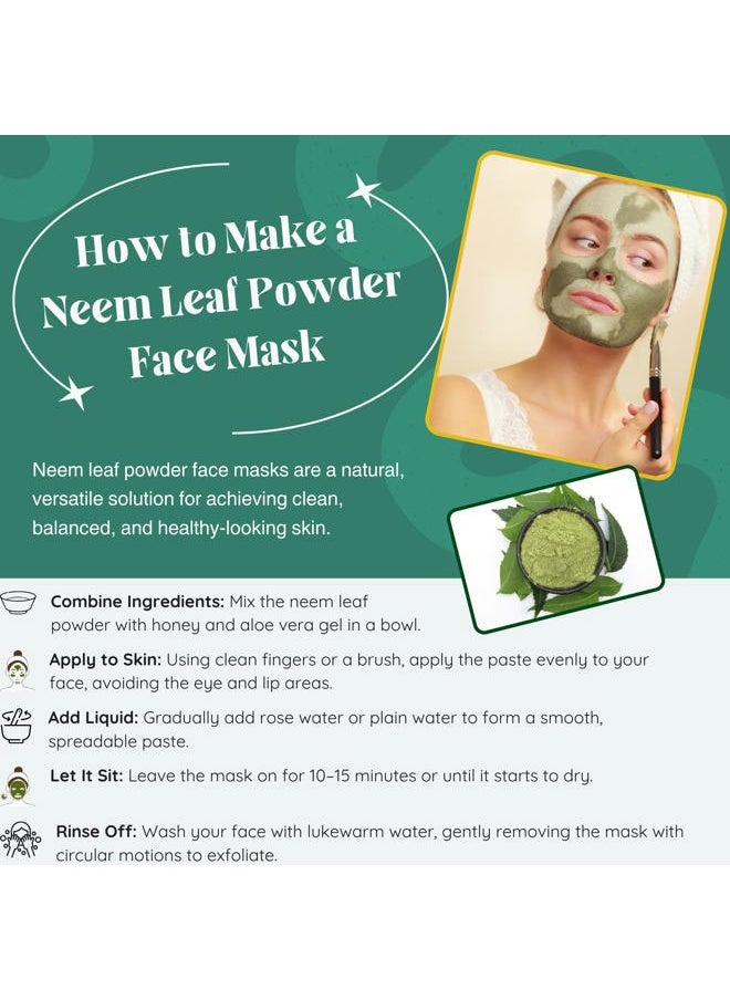 HERBS BOTANICA - Neem Powder for Hair Growth, Skin Care & Detox Wildcrafted Bitter Neem Leaves Powder for Immune System Support, Digestive Health 5.3 oz - Image 1