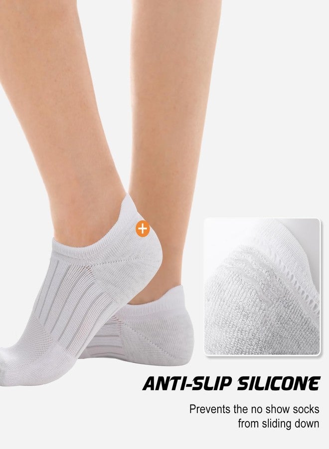 BAMBOO COOL جوارب بامبو كول الرجالية القصيرة غير الظاهرة، جوارب رياضية كاجوال للرجال، مزودة بقبضة مانعة للانزلاق، أسود × 3، أبيض × 3، مقاس L - Image 3