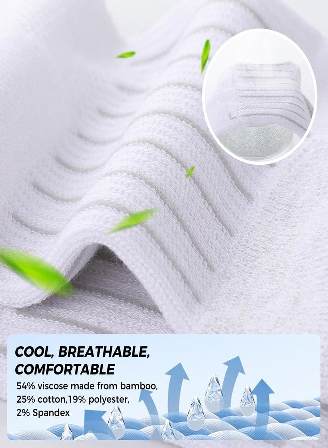 BAMBOO COOL جوارب بامبو كول الرجالية القصيرة غير الظاهرة، جوارب رياضية كاجوال للرجال، مزودة بقبضة مانعة للانزلاق، أسود × 3، أبيض × 3، مقاس L - Image 2