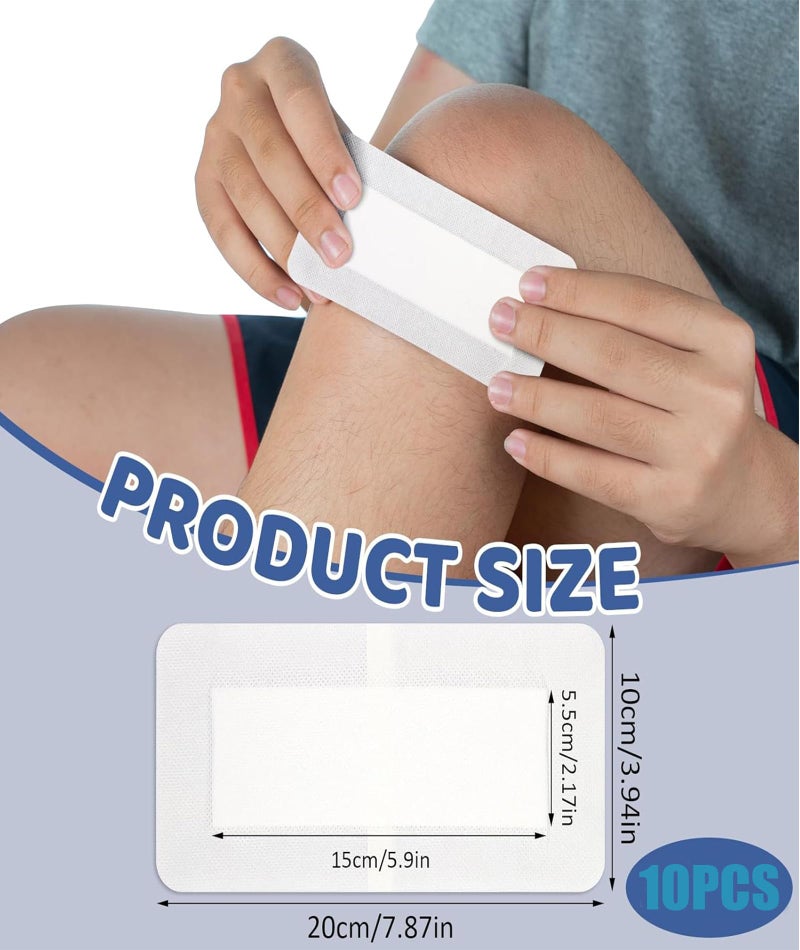 Vihaanta 10PCS Hydrocolloid Dressing, Silicone Foam Dressing Waterproof Bandage, Wound Dressings Adhesive, 10x20cm Sterile Wound Pads for Post-Surgery Care, Chronic Wound Maintenance, Pressure Sore Prevention - Image 2