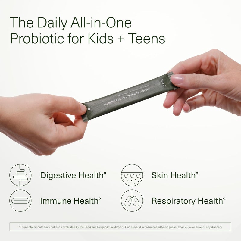 Seed بذور PDS08 السنية اليومية للأطفال  بروبيوتيك وبريبايوتيك قائم على الألياف لصحة الجهاز الهضمي  انتظام  تخفيف الإمساك  للأعمار من 3 إلى 17  نباتي ومستقر على الرف  30 كيس  إمداد لمدة 30 يومًا - Image 2