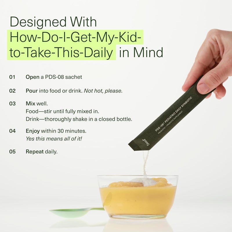 Seed بذور PDS08 السنية اليومية للأطفال  بروبيوتيك وبريبايوتيك قائم على الألياف لصحة الجهاز الهضمي  انتظام  تخفيف الإمساك  للأعمار من 3 إلى 17  نباتي ومستقر على الرف  30 كيس  إمداد لمدة 30 يومًا - Image 3