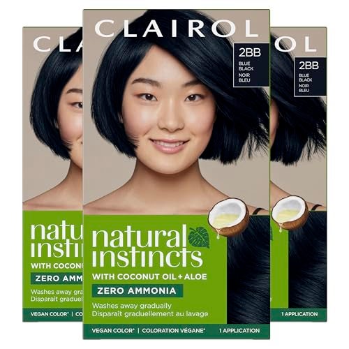 Clairol Natural Instincts DemiPermanent Hair Dye 2BB Blue Black AmmoniaFree Vegan Hair Color with Coconut Oil Aloe Vera Pack of 3 - Image 1