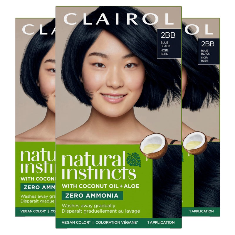 Clairol Natural Instincts DemiPermanent Hair Dye 2BB Blue Black AmmoniaFree Vegan Hair Color with Coconut Oil Aloe Vera Pack of 3 - Image 2