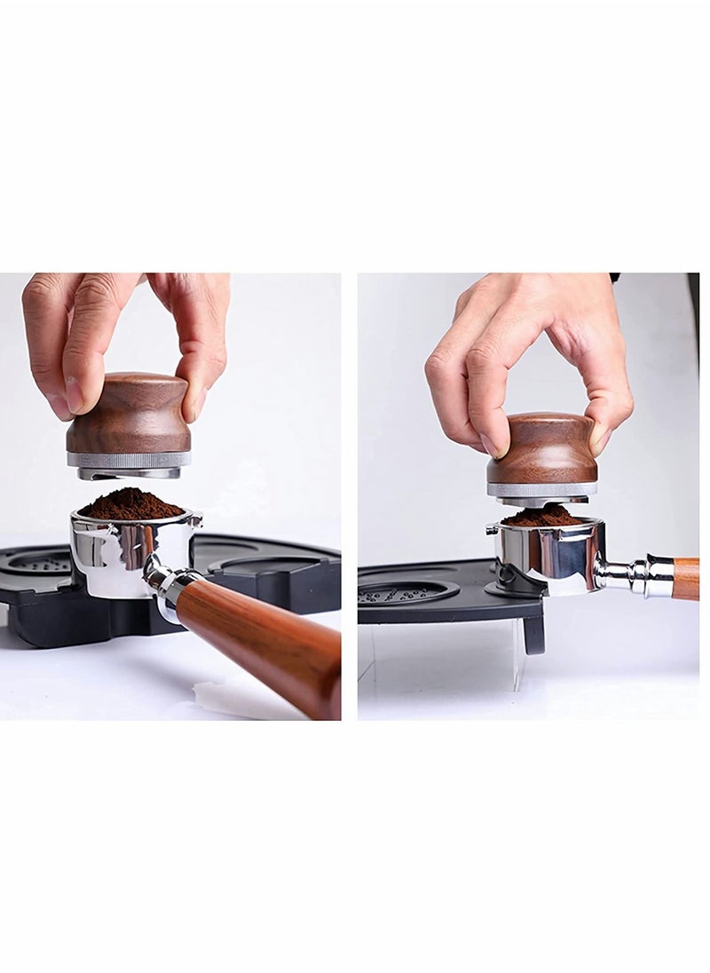 Excefore - 58mm Coffee Distributor, Espresso Palm Tamper, Adjustable Height Coffee Leveler Tool with Three Angled Slope Stainless Steel Base & Walnut Handle Fits for 54mm Breville Portafilter (58mm) - Image 1