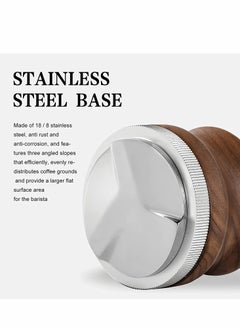 Excefore 58mm Coffee Distributor, Espresso Palm Tamper, Adjustable Height Coffee Leveler Tool with Three Angled Slope Stainless Steel Base & Walnut Handle Fits for 54mm Breville Portafilter (58mm)  - Image 3
