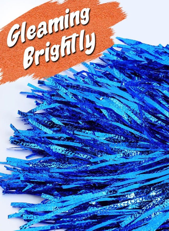 PAMASE Premium No-Shed Pom Poms Cheerleading - 6Pcs Blue Cheer Pom Poms with Long Baton Handle for Team Spirit, Football Basketball Games, Fan Celebration, Dance, Homecoming - Image 3