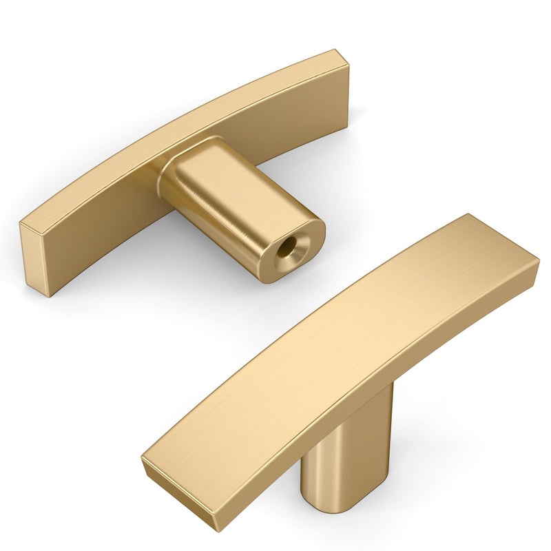 Amerdeco 10 Pack Champagne Bronze Cabinet Knobs Single Hole Cabinet Handles 2 Inch Solid Zinc Alloy Cupboard Gold Drawer Knobs Kitchen Cabinet Knobs T Bar Hardware ZH0003 - Image 1