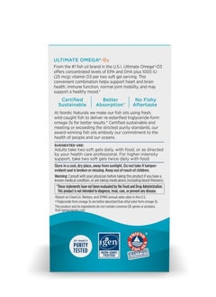 NORDIC NATURALS Ultimate Omega-D3, Lemon Flavor - 90 Soft Gels - 1280 mg Omega-3 + 1000 IU Vitamin D3 - Omega-3 Fish Oil - EPA & DHA - Promotes Brain, Heart, & Immune Health - 45 Servings  - Image 3