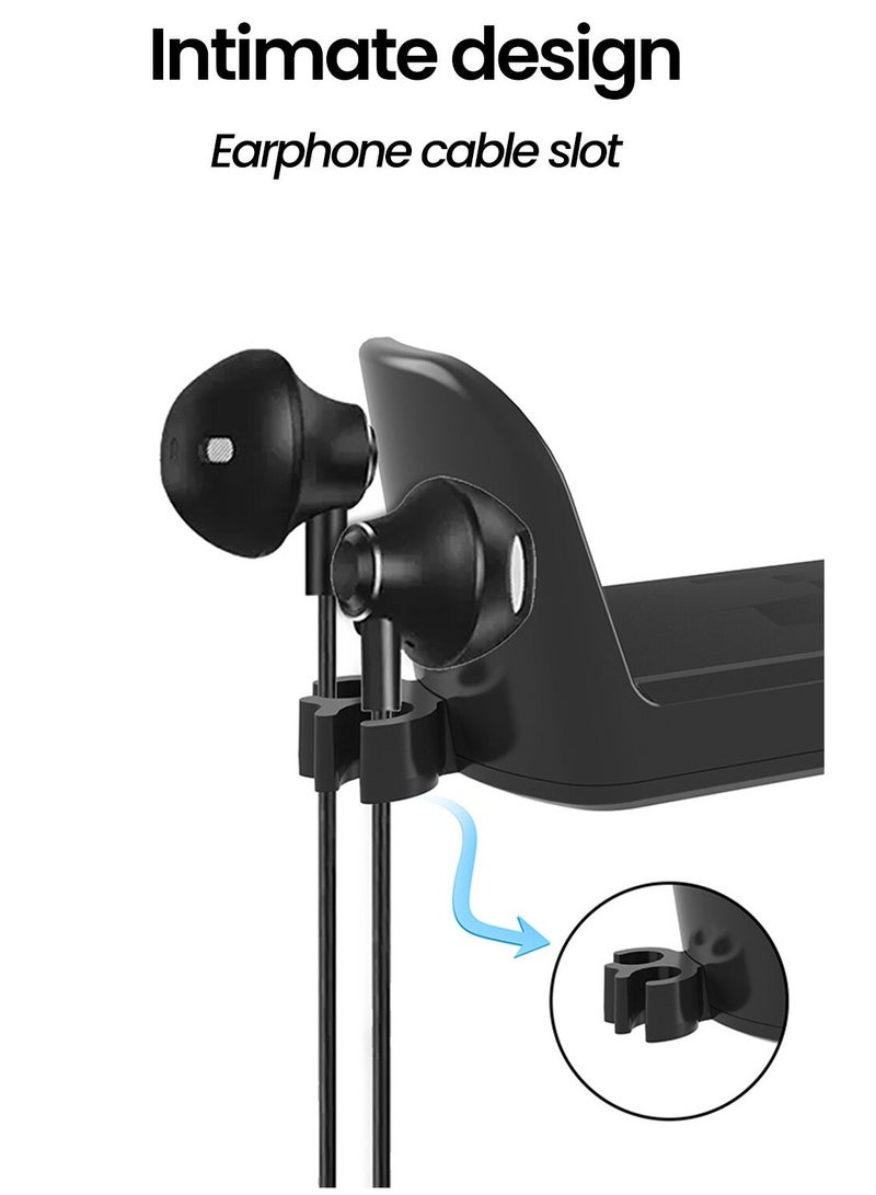 PC Gaming Headset Headphone Hook Holder Hanger Mount, Headphones Stand With Adjustable And Rotating Arm Clamp,Clip-On Headphone Stand, No Drilling Required, Built in Cable Clip Organizer Black - Image 5