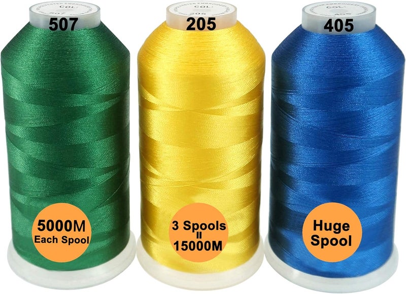 New brothreads - 40 Options- Various Assorted Color Packs of Polyester Embroidery Machine Thread Huge Spool 5000M for All Embroidery Machines -Basic Colors 2 - Image 1